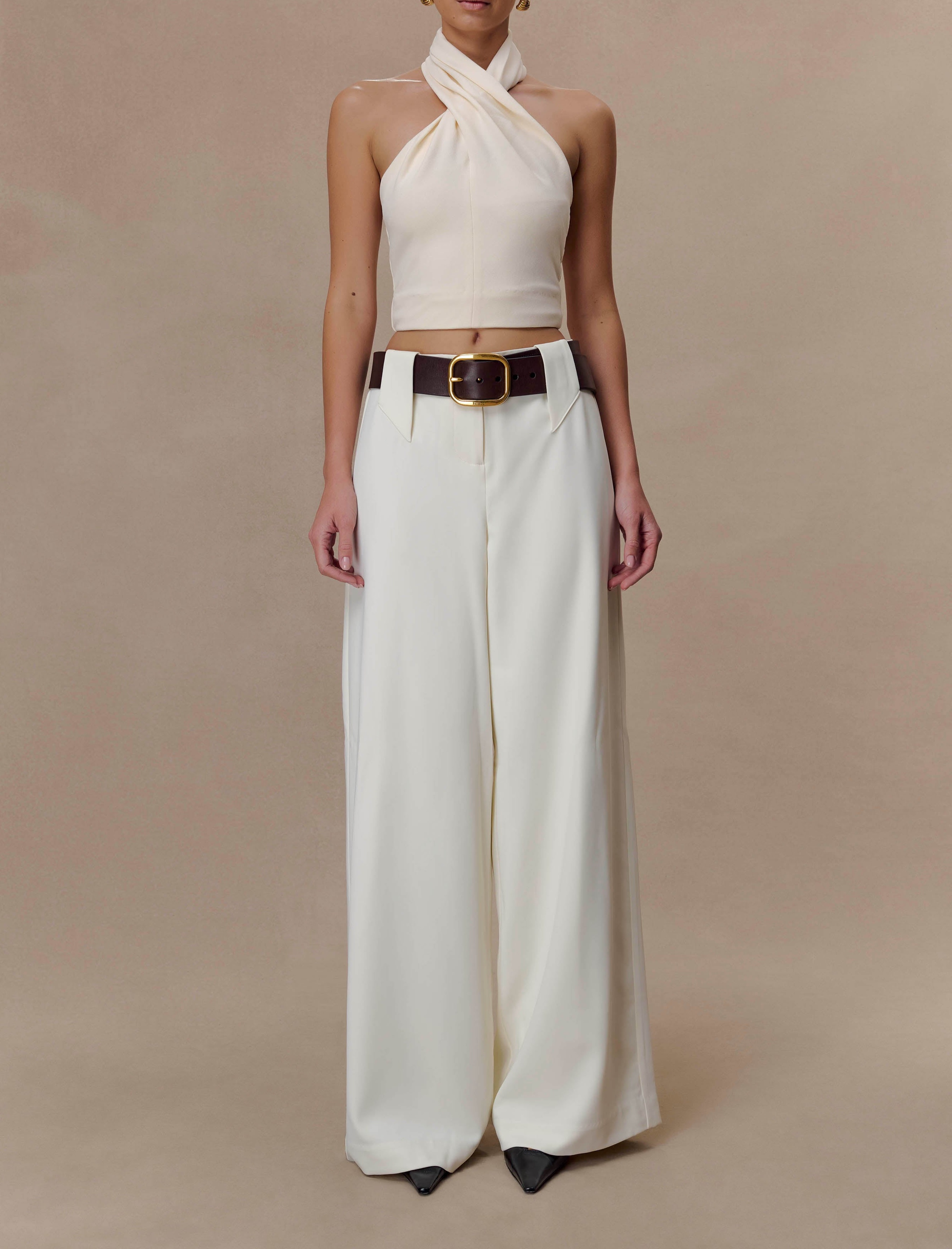 Ivory Wide Leg Suiting Trouser