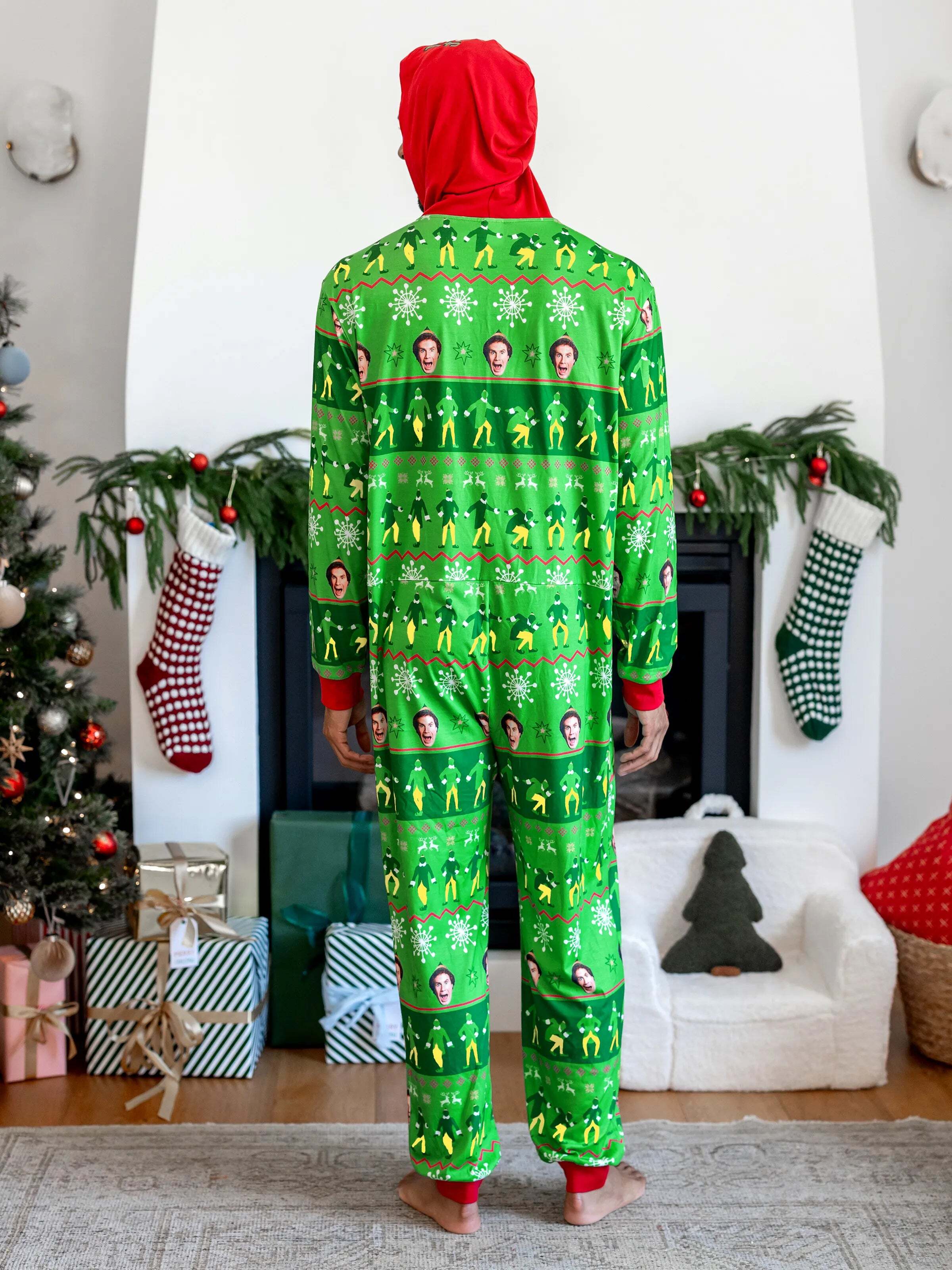 Christmas Family Matching Fair Isle Pattern Hooded Jumpsuit Green