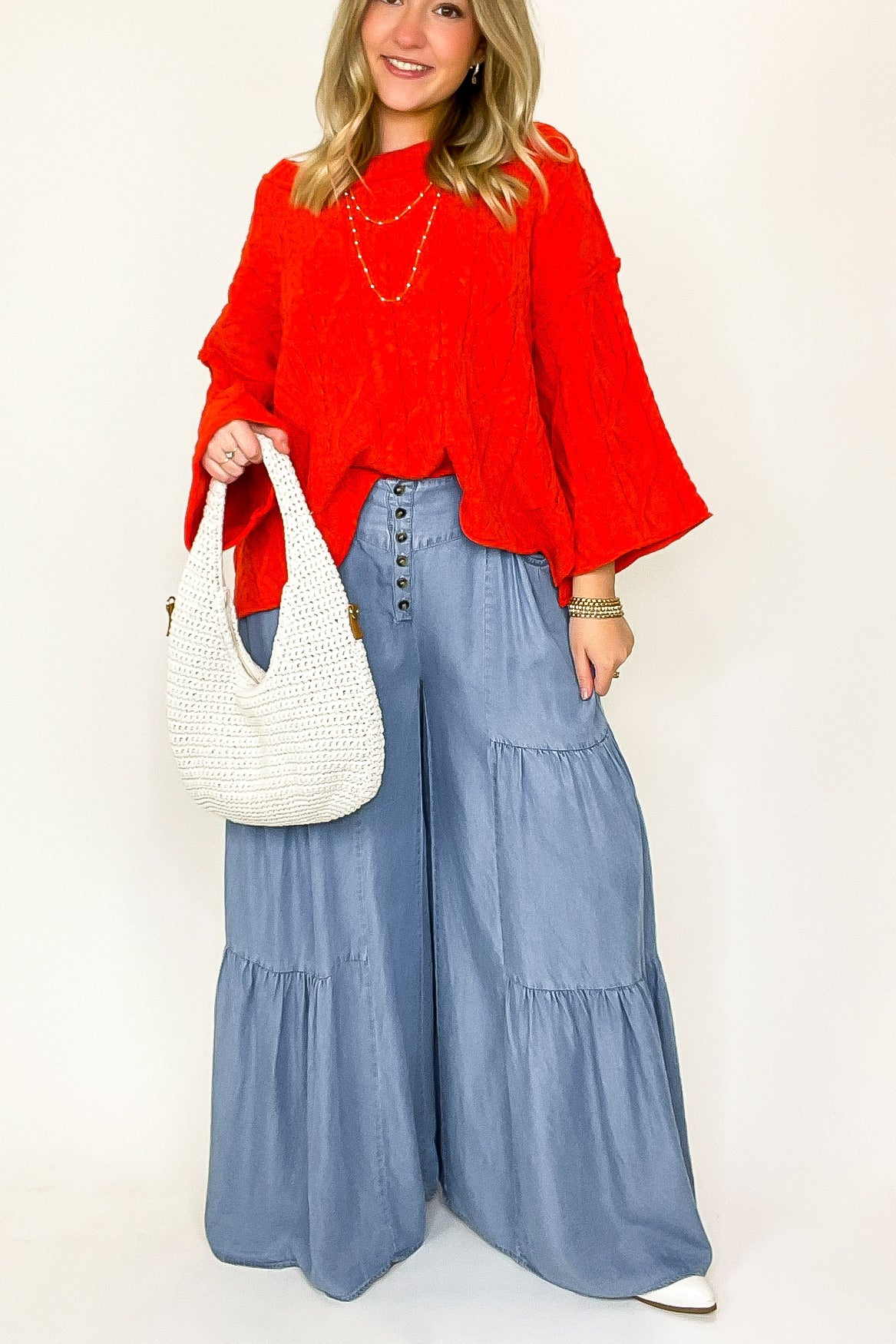 Tier Tempo Wide Leg Flowy Pants