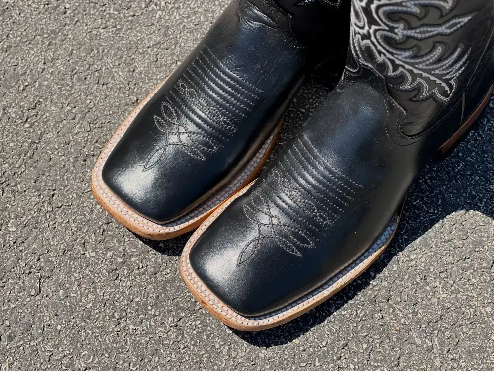 Men’s Black Pull Up Leather Boots With Black Shaft