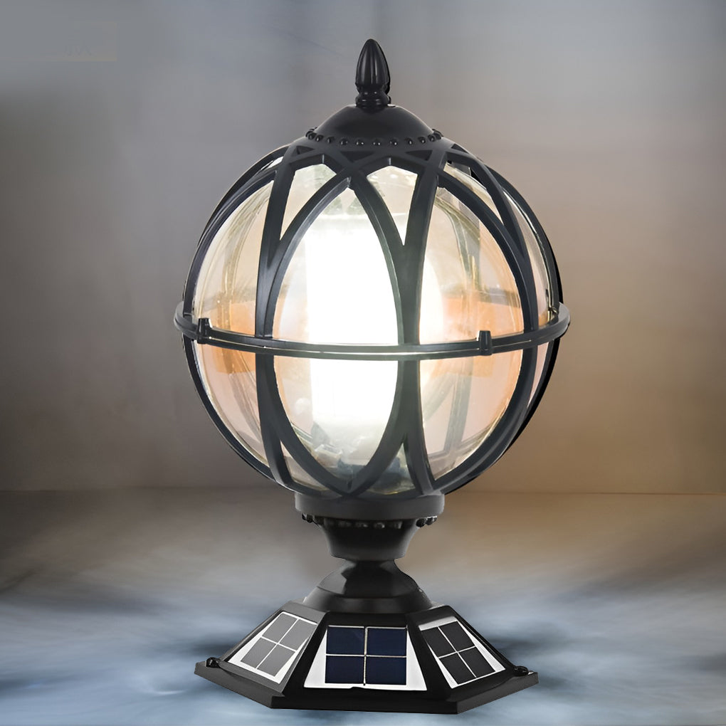 Round Ball Waterproof European Style Solar Powered Fence Post Lights