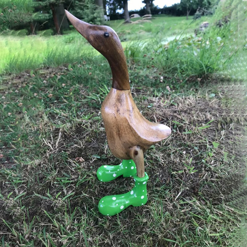 Handmade Carved Wellies Duck Family