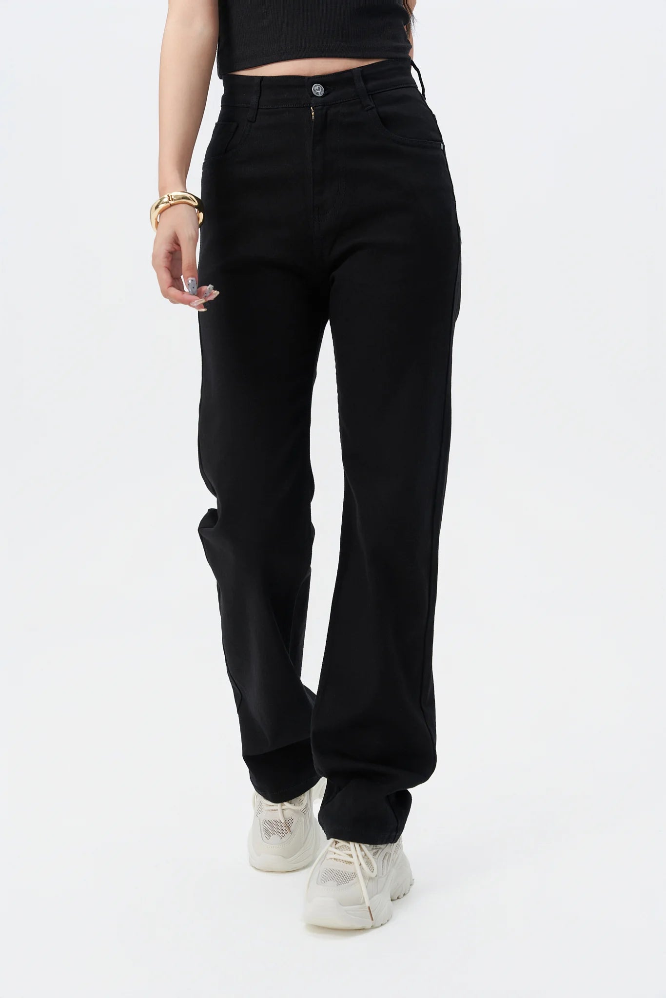 Blackish Super Rise Straight Leg Jeans