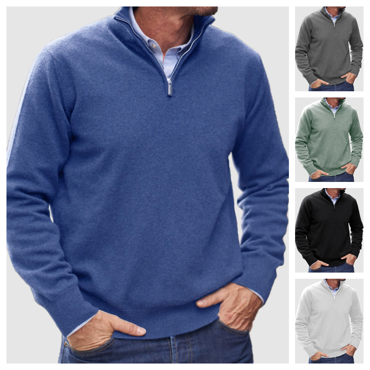 Men's Cashmere Zipper Basic Sweater