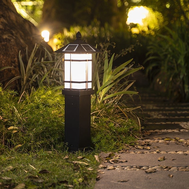 Vintage Pavilion Shape Black Retro Outdoor Light Post Lamp Pathway Lights
