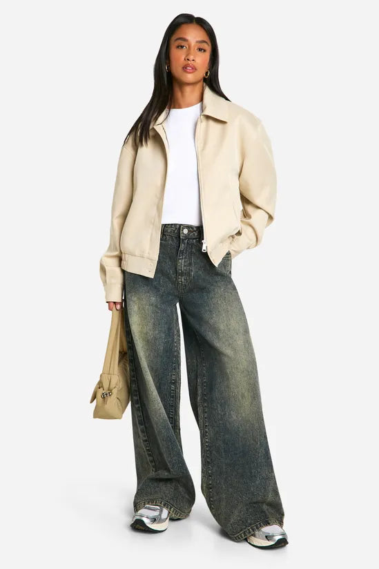 Deep Shadow Wash Wide Leg Jeans