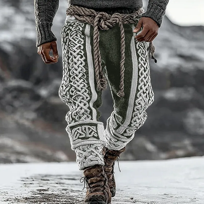 Men's Viking Tribal Celtic Pattern Art Knit Pants
