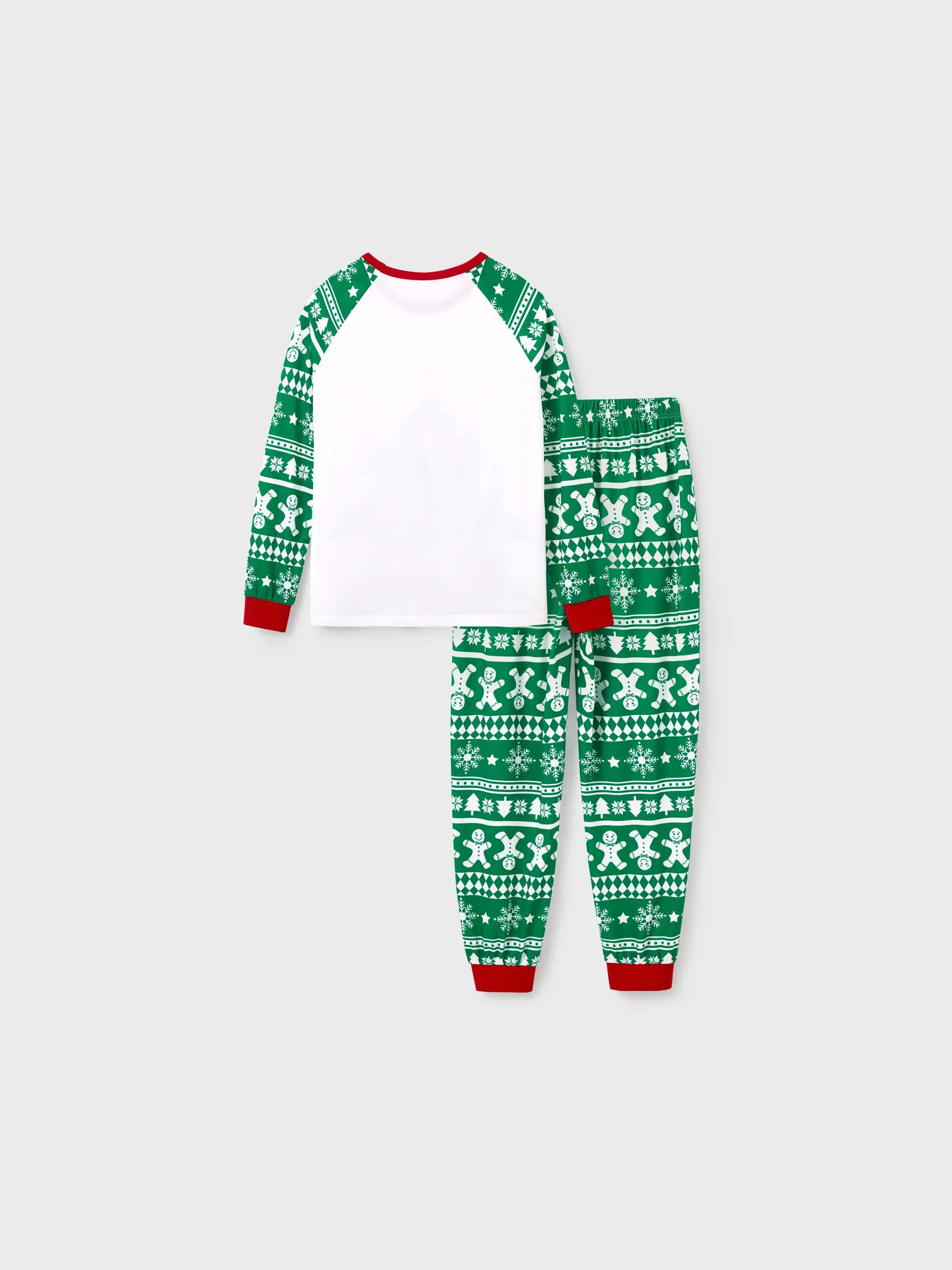 Christmas Matching Family Pajamas Set Gingerbread and Christmas Tree Print Green PJS with Christmas Socks Green