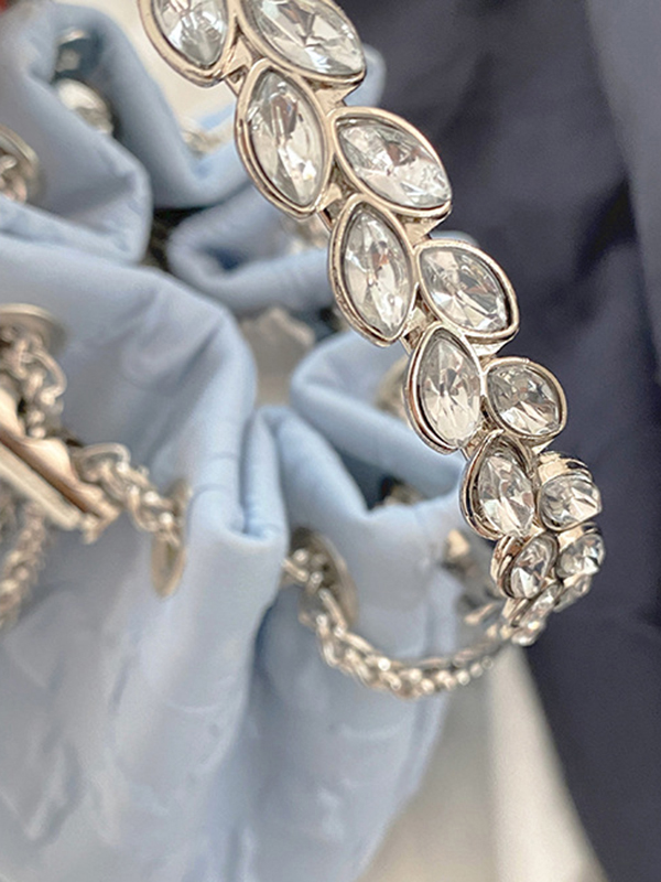 Urban Solid Color Checkered Chain Bucket Messenger Bags