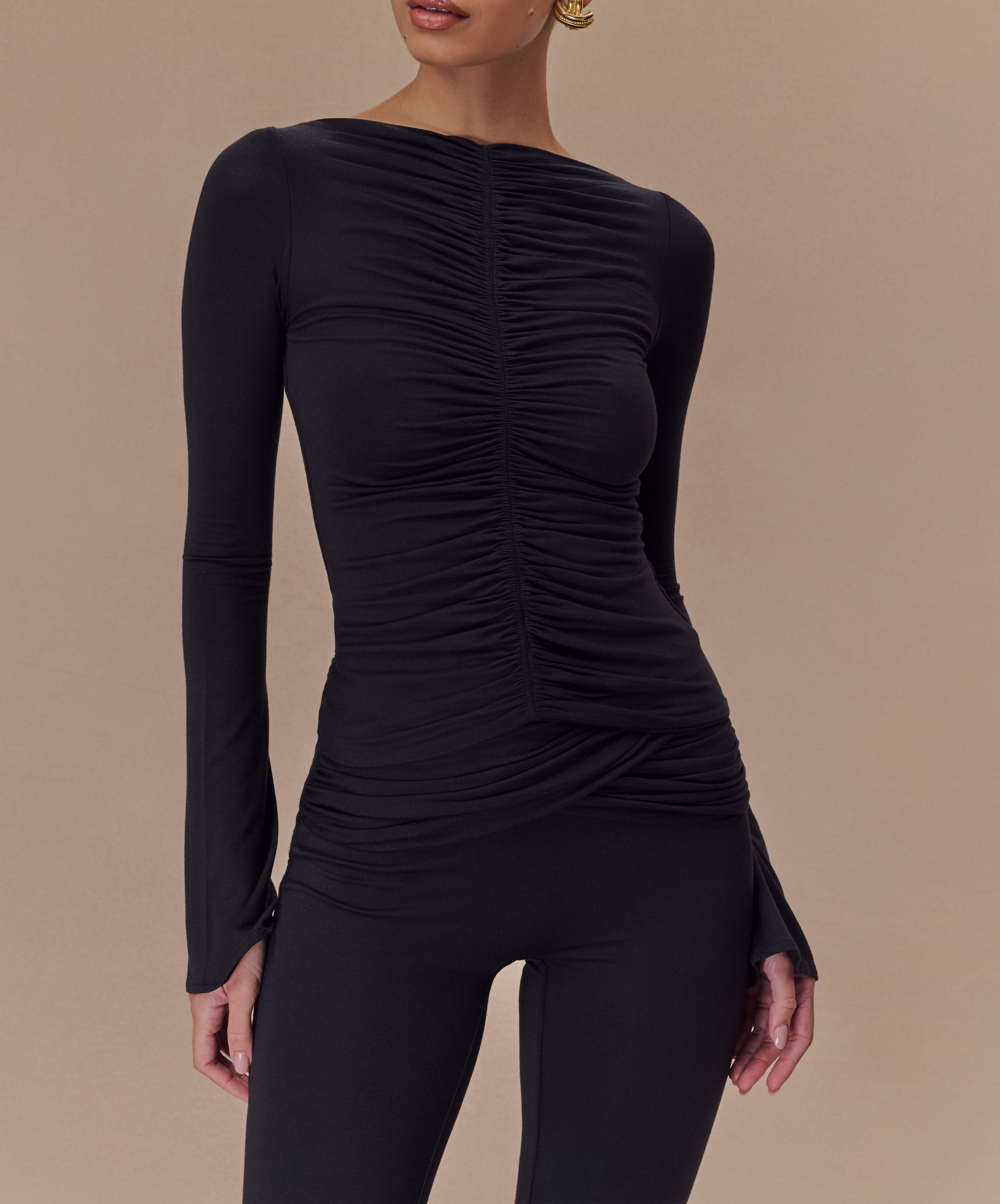 Black Modal Long Sleeve Top