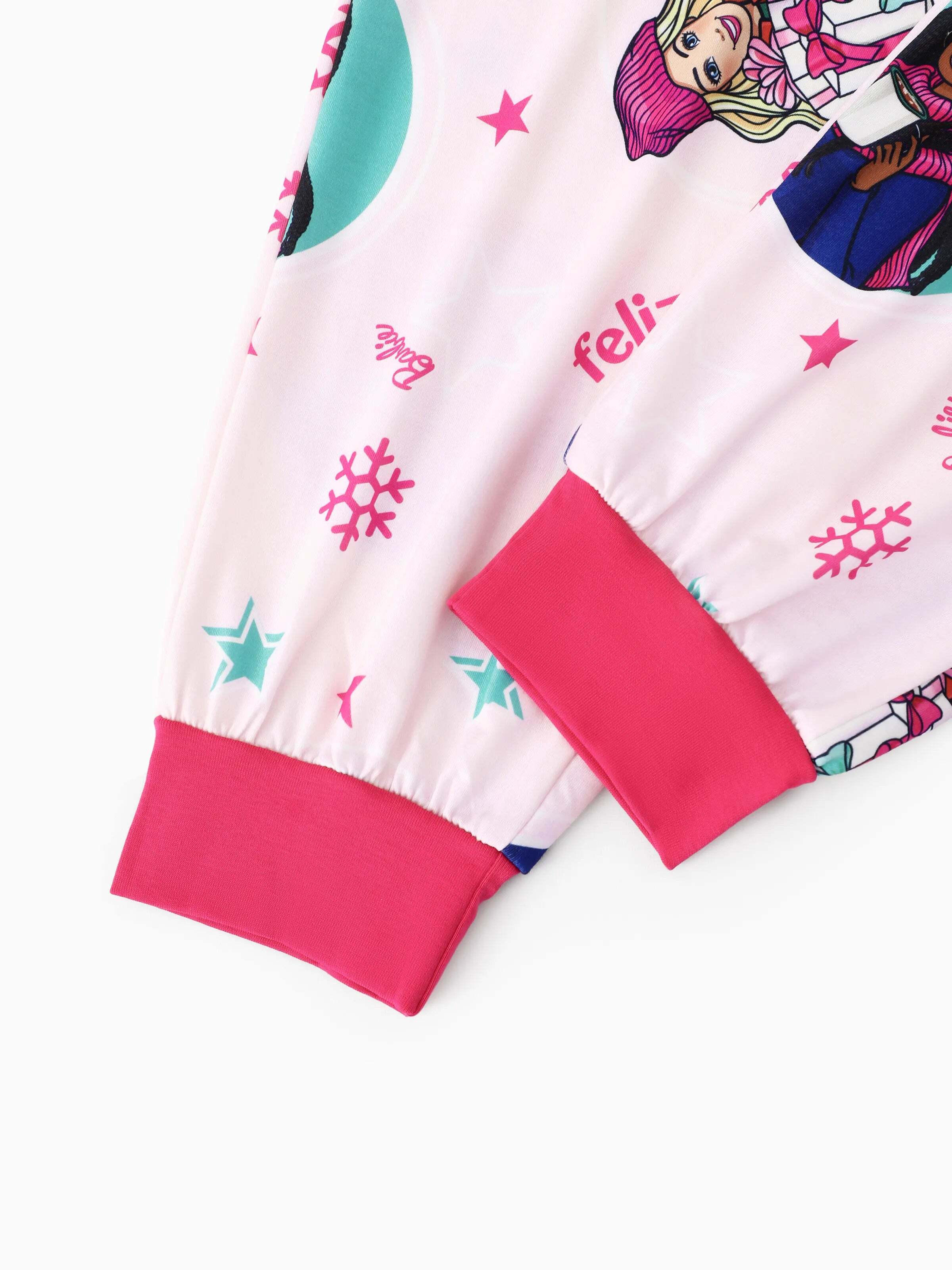 Barbie Christmas Matching Family Snowflake Pajamas Set with Christmas Socks Pink