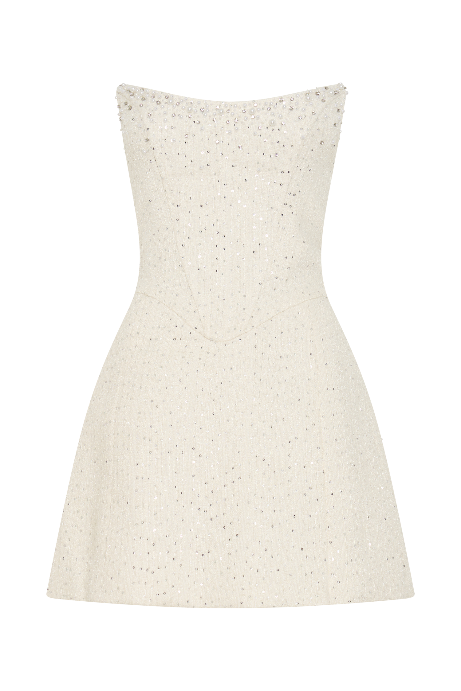 White Tweed Corset Mini Dress