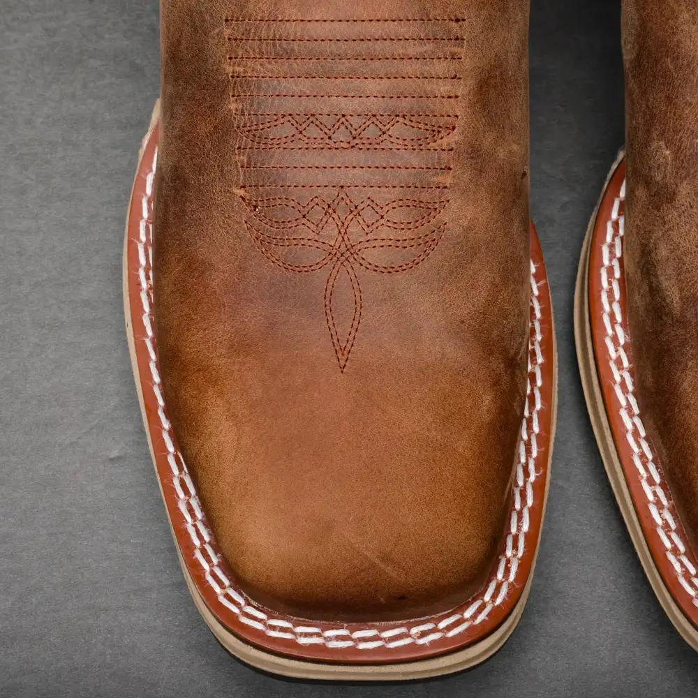 Tan Whiskey USA Flag Leather Work Boots - Composite Toe