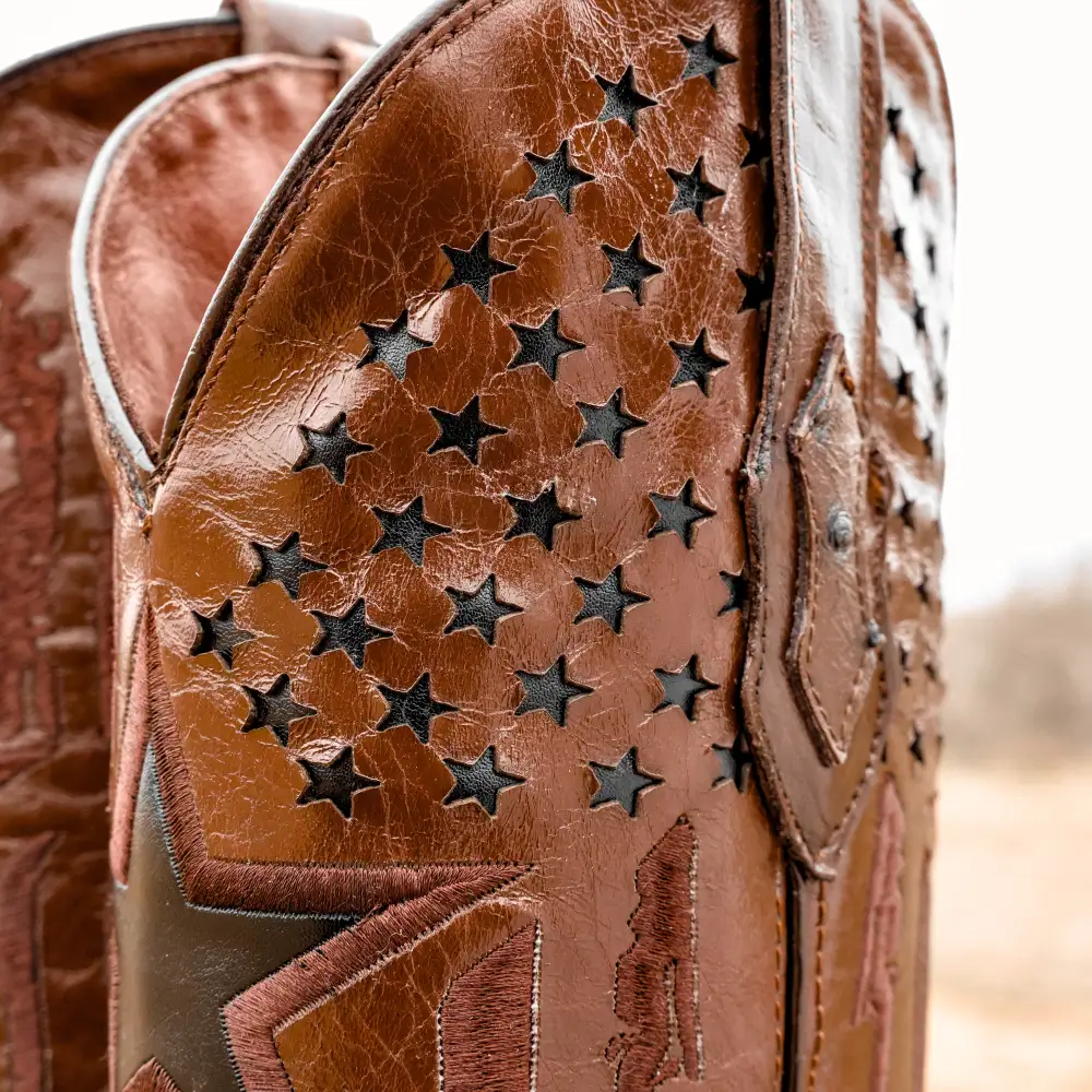 Chocolate Brown Ostrich Leather Boots - Square Toe