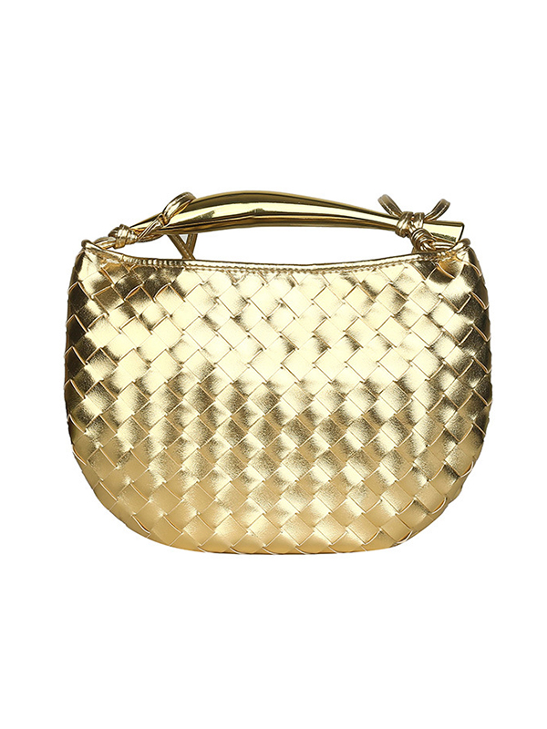Geometric Split-Joint Woven Zipper Handbags Bags