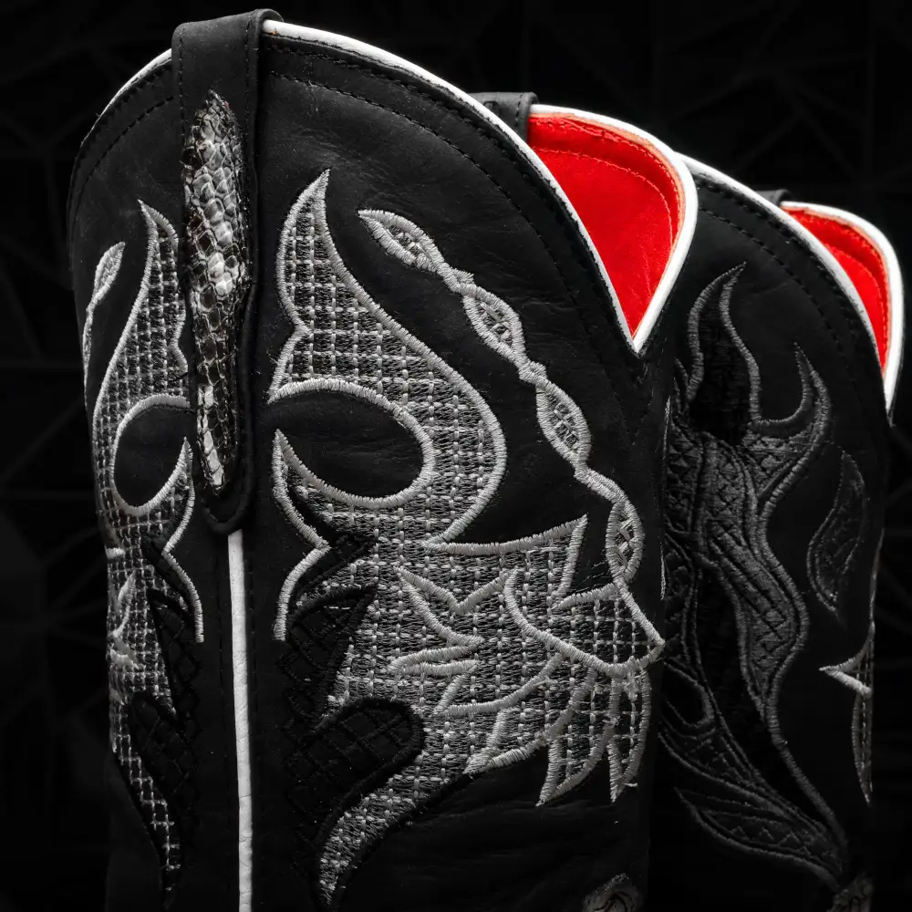 Natural Python Leather Boots - Square Toe