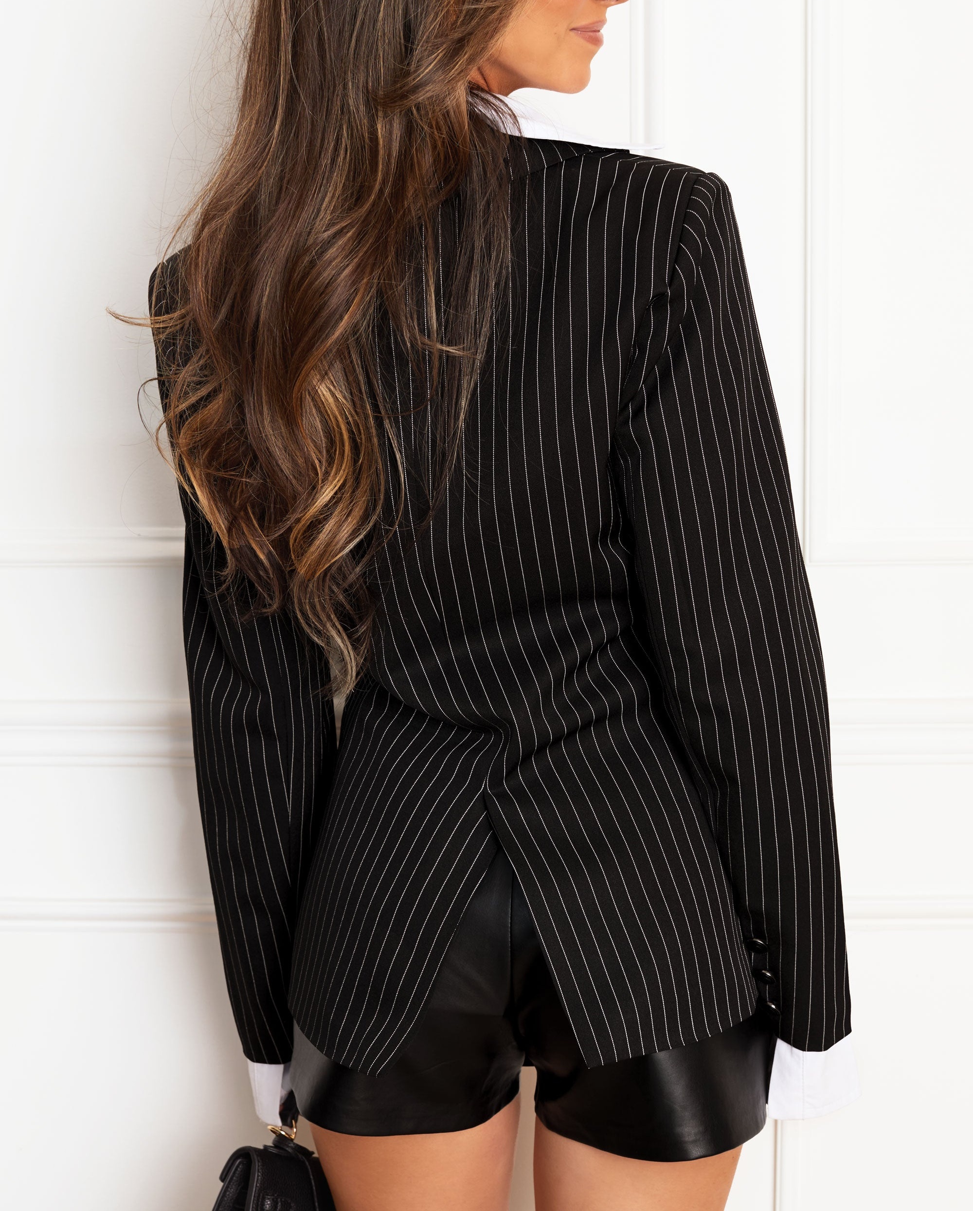 Chic Black Stripe Blazer