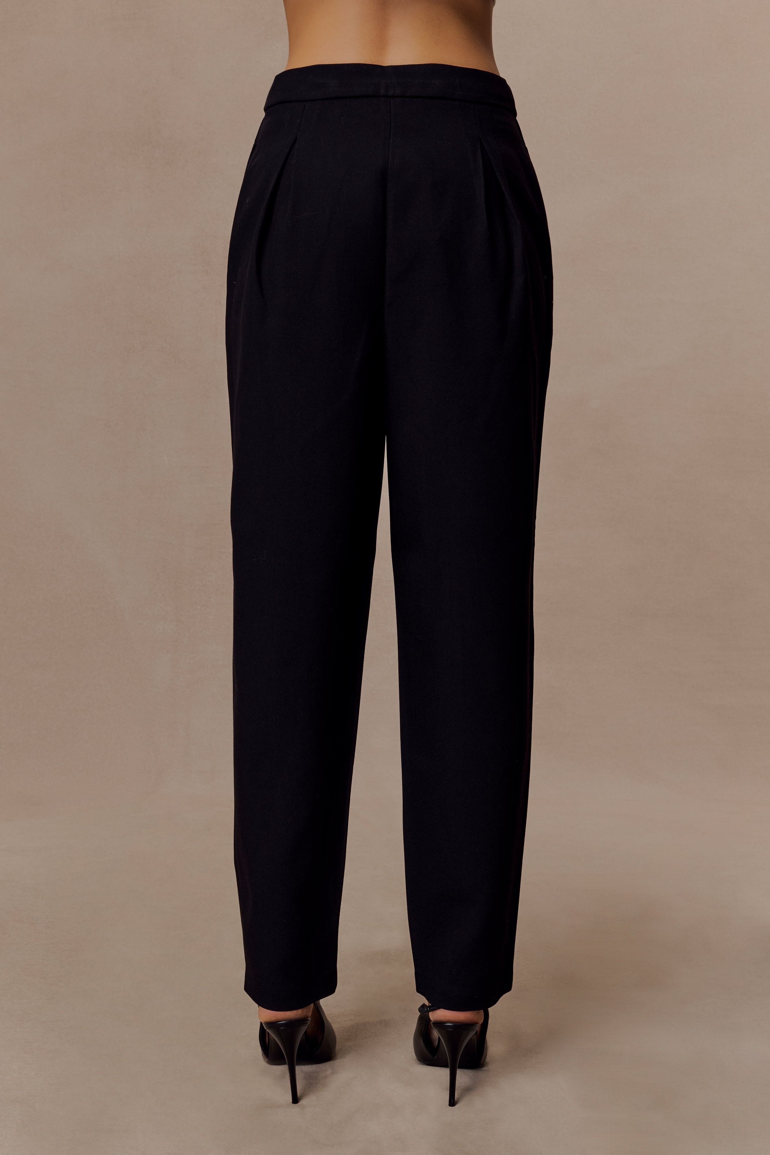 Black Barrel Leg Suiting Pants