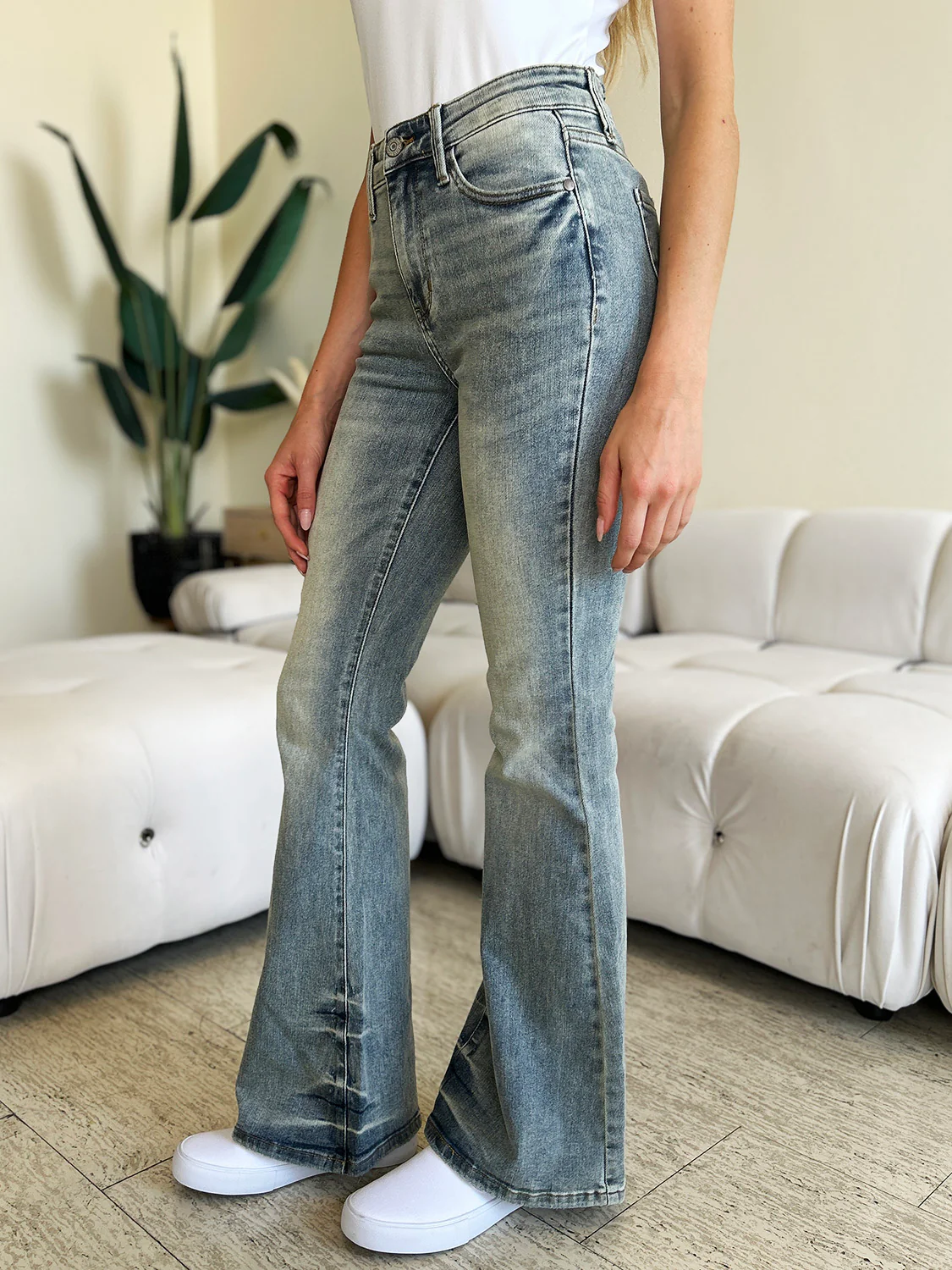 Blue Full Size High Waist Flare Jeans