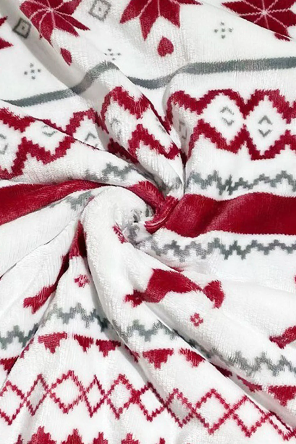 White Christmas Reindeer Snowflake Printed Sherpa Blanket