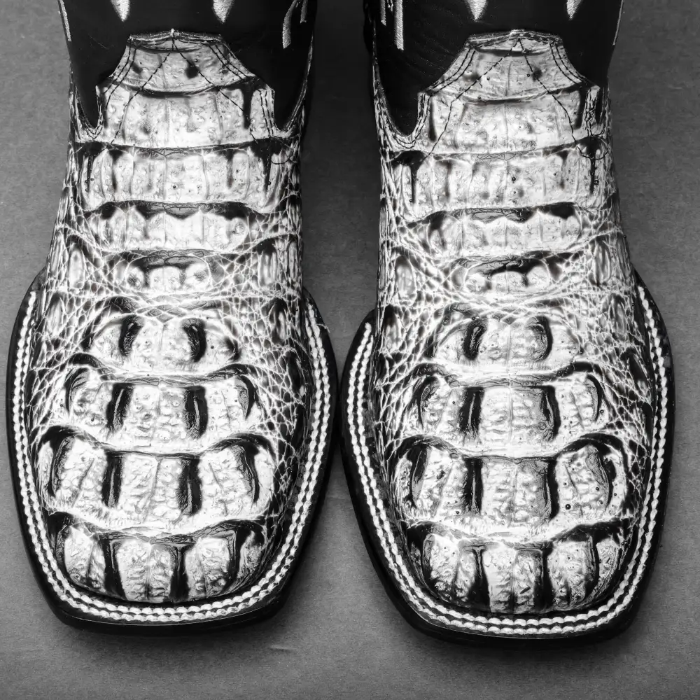 Eclipse Caiman Neck Leather Boots - Square Toe