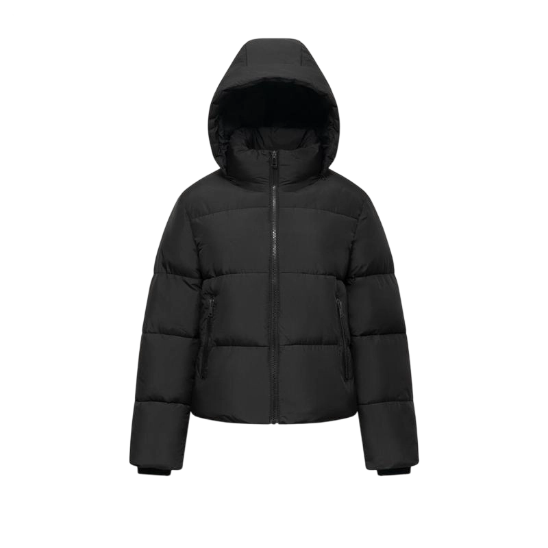 Women's Quilted Puffer Jacket with Removable Hood