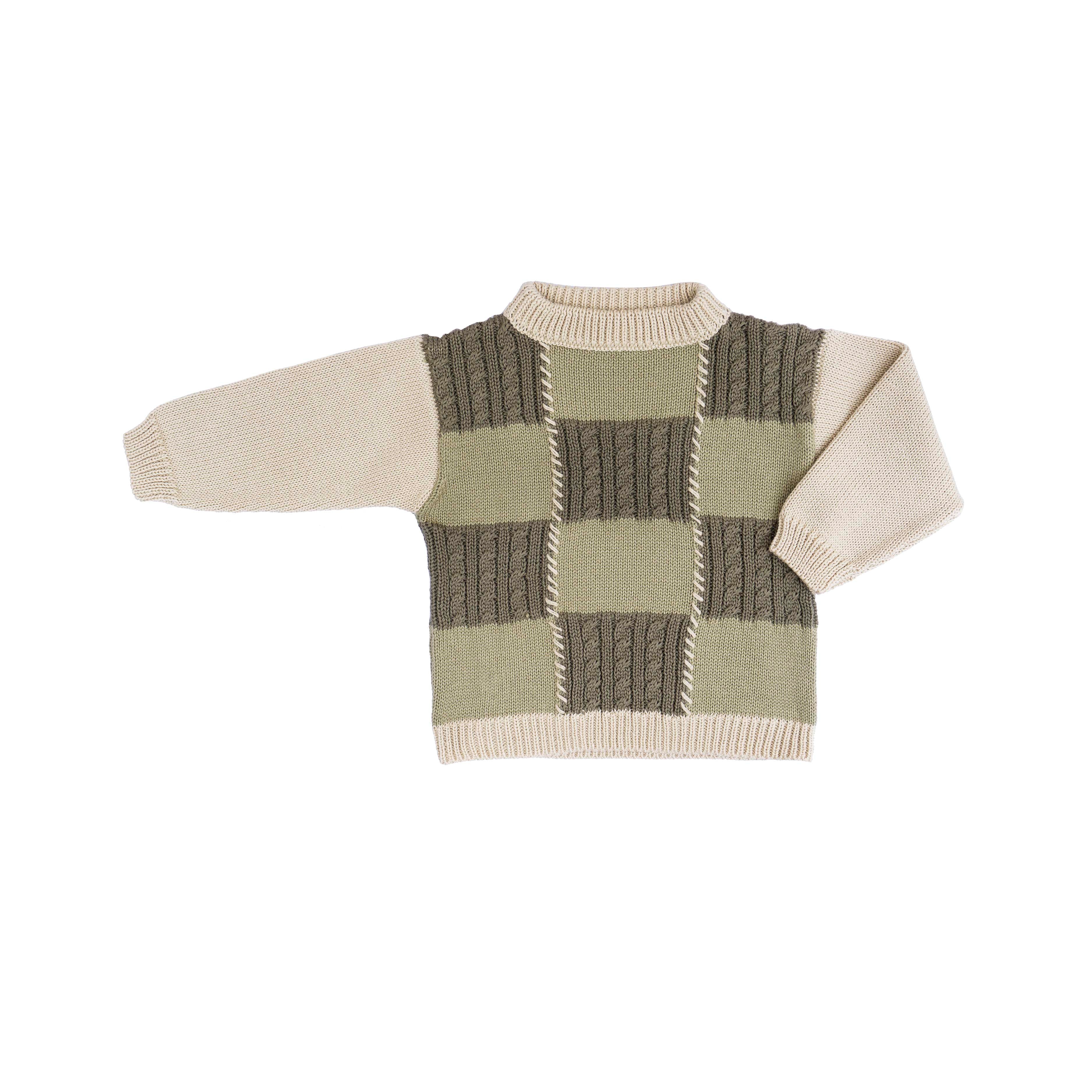 Patchwork Sweater Sage/Natural
