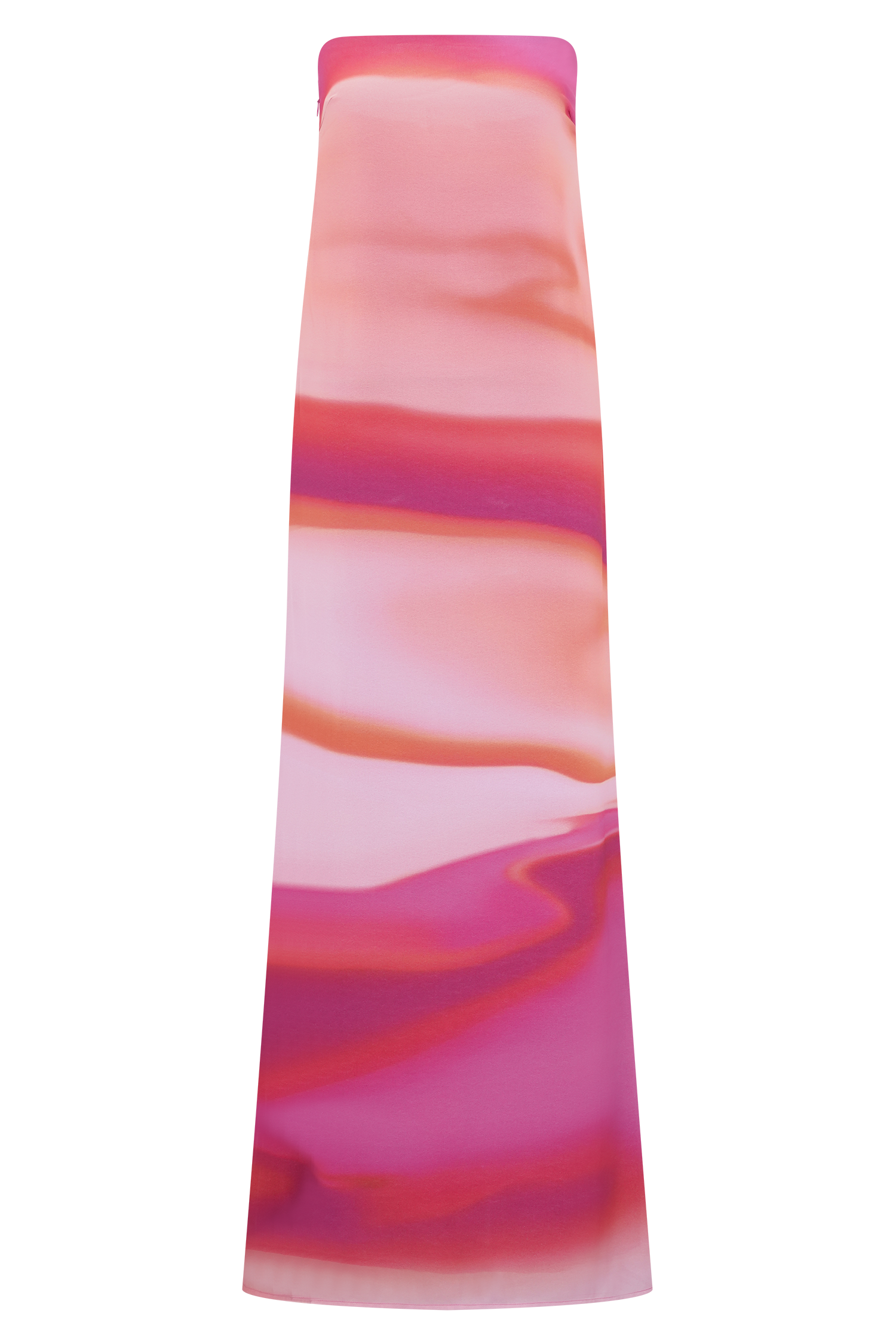 Print Strapless Chiffon Maxi Dress