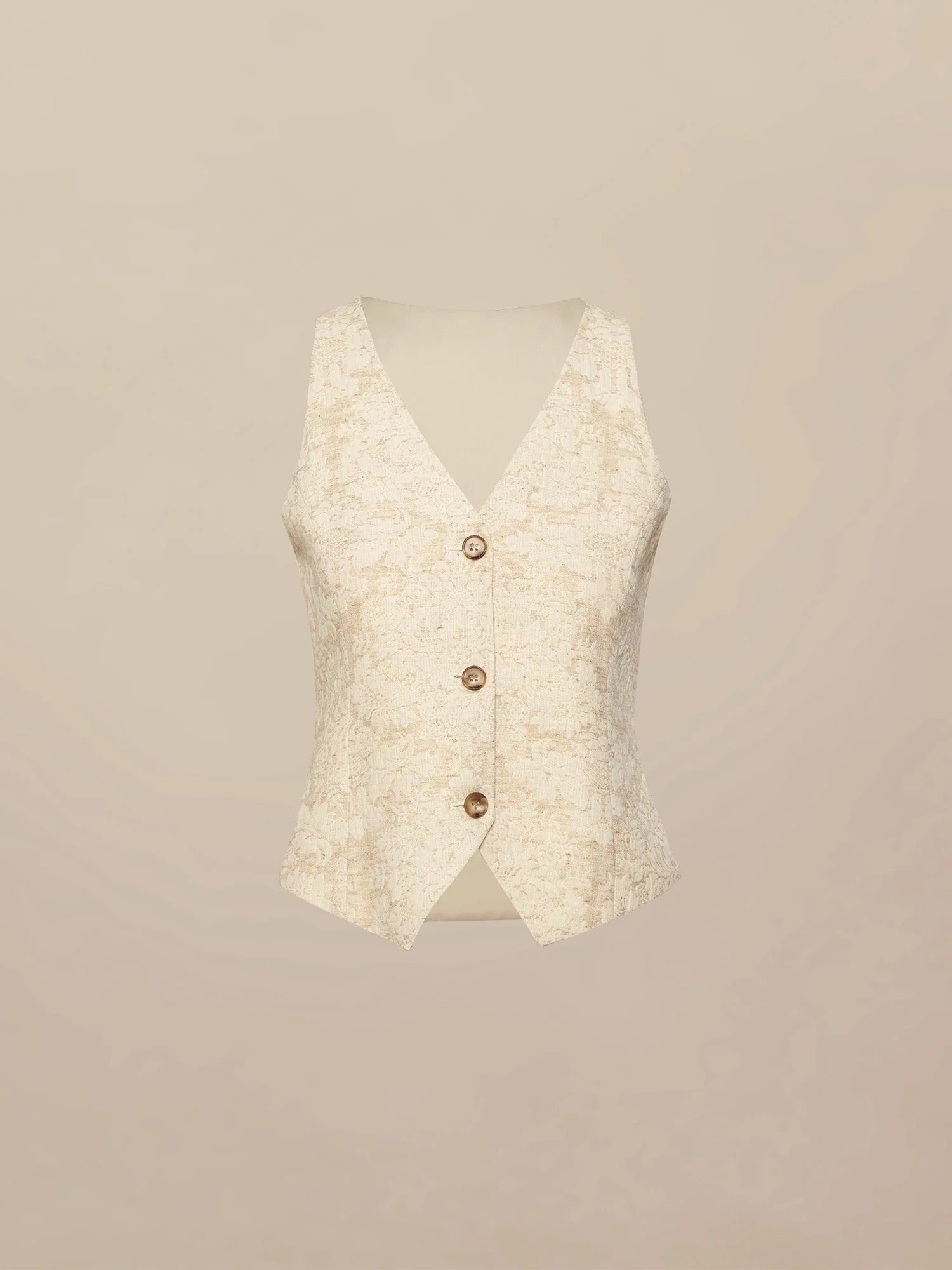 Cotton & Linen V-Neck Jacquard Vest