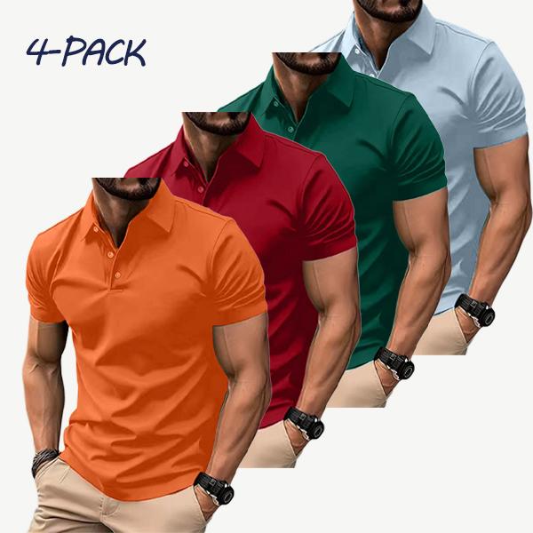 Men's 4-Pack Multi-Color Polos | Short Sleeve, Slim Fit | Casual & Business Wear