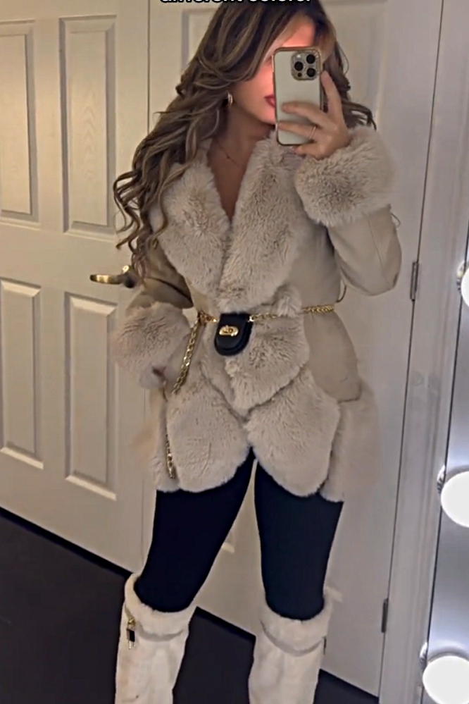 Women's fashion fur patchwork jacket