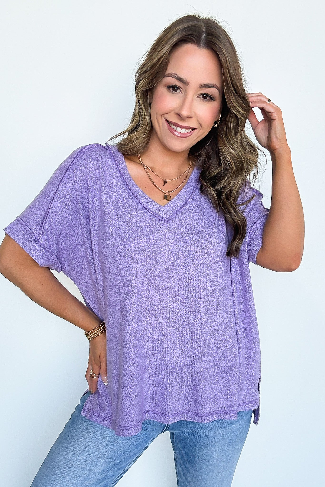 Sunday Morning V-Neck Hacci Knit Tee