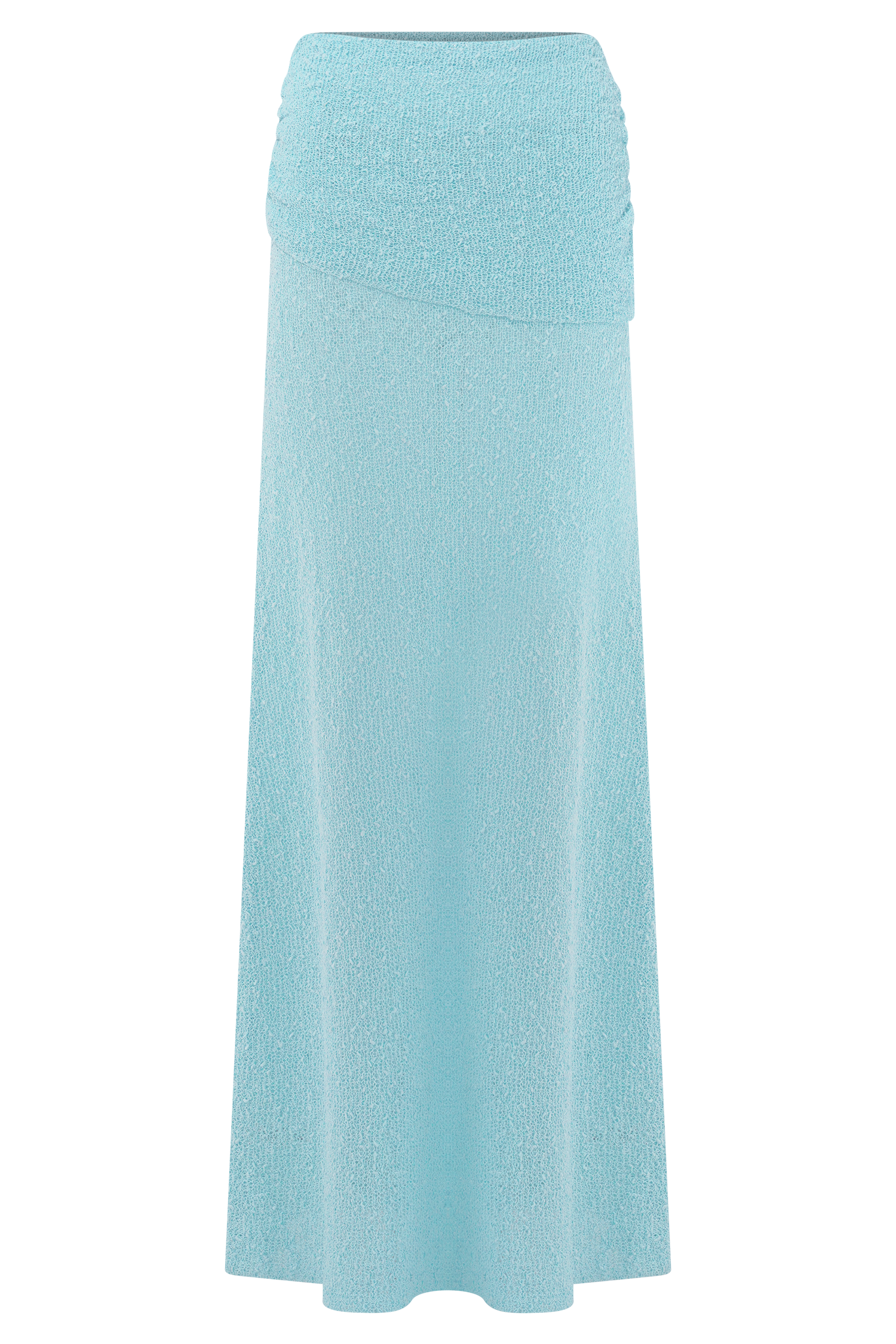 Blue Ruched Knit Maxi Skirt