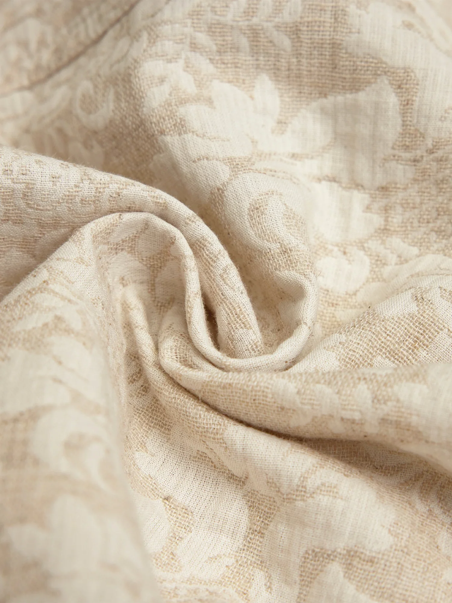 Cotton & Linen Lapel Sleeveless Jacquard Shirt