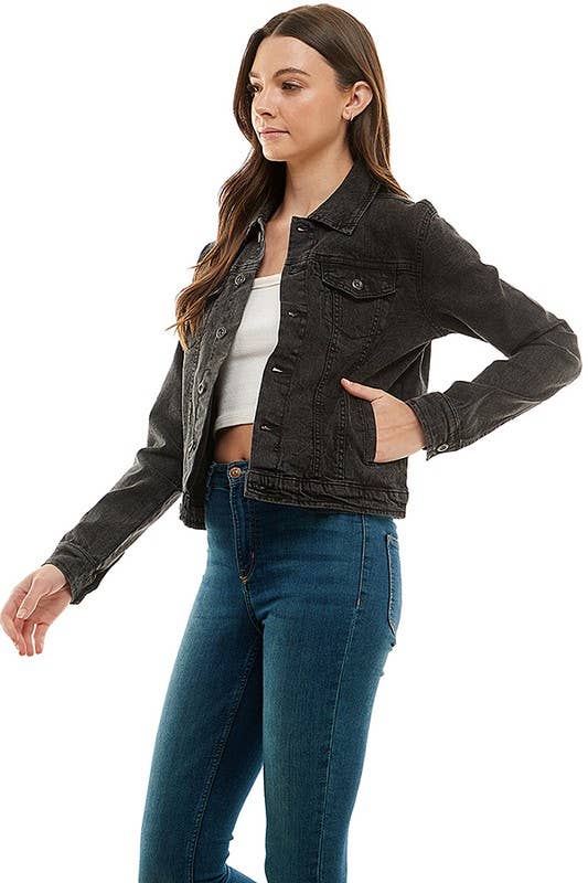 Plus Size Spandex  Ladies  Casual Denim Jacket