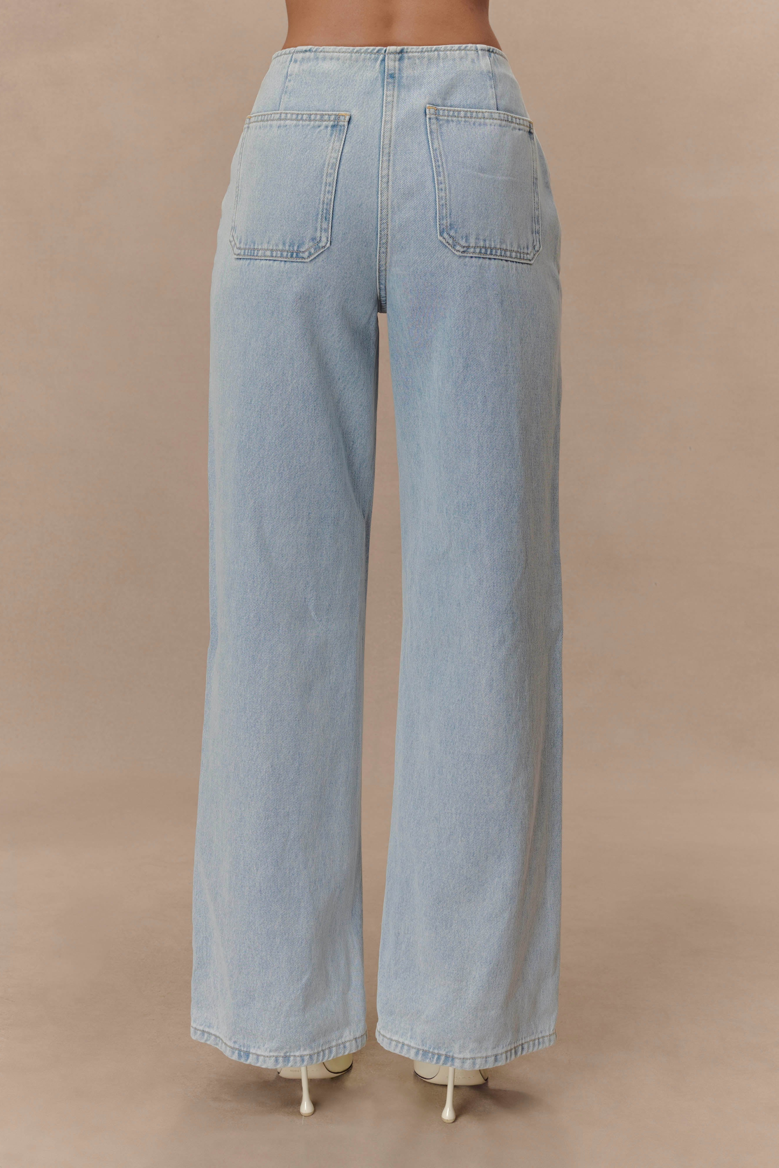 Blue Mid Rise Denim Jeans