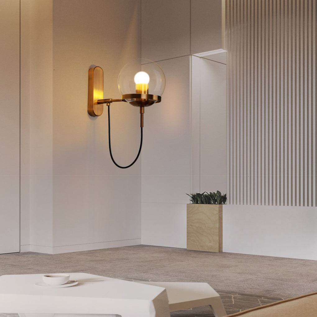 Antique Circular Metal Glass Ball LED Industrial Style Wall Sconce Lighting