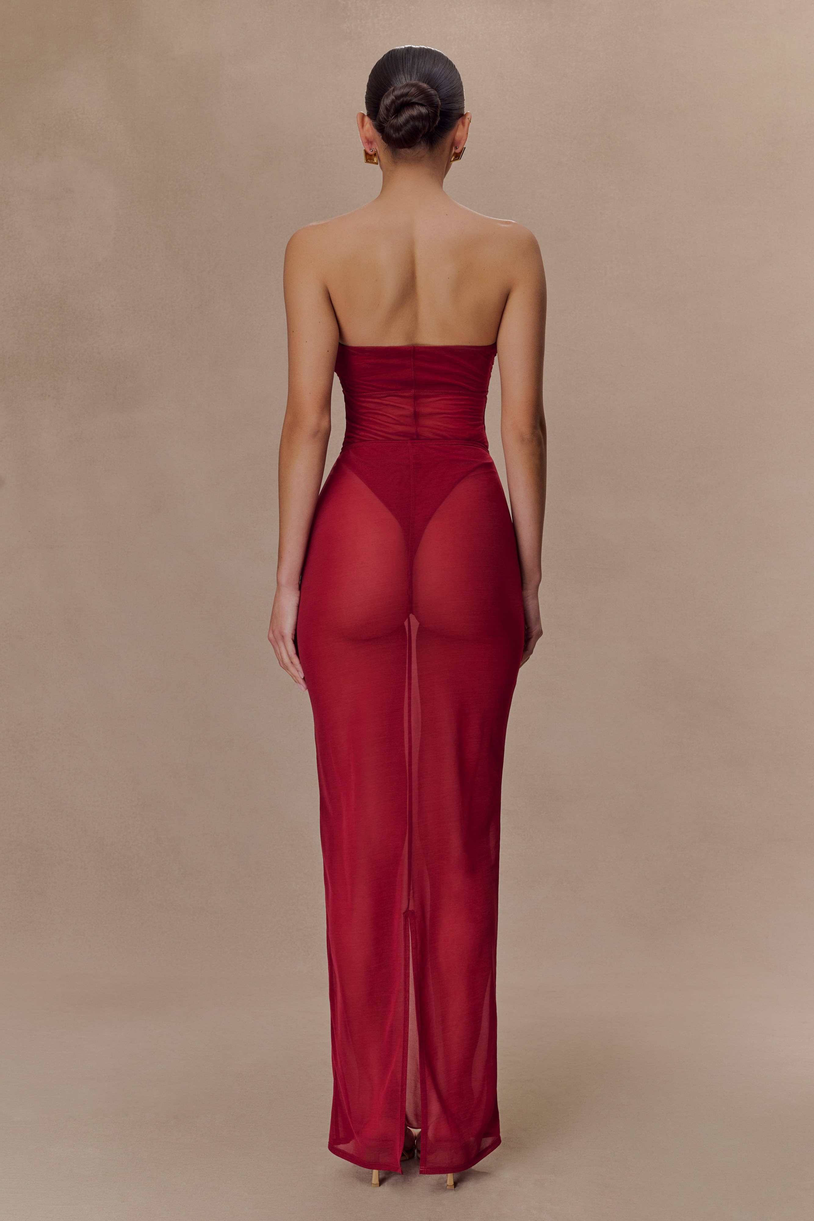 Raspberry Mesh Maxi Skirt