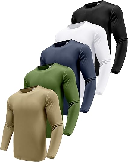 5 PIECES Long Sleeve Shirts for Men Moisture Wicking Mens Tee Shirts Workout T Shirt for Running workout tops gym outfits