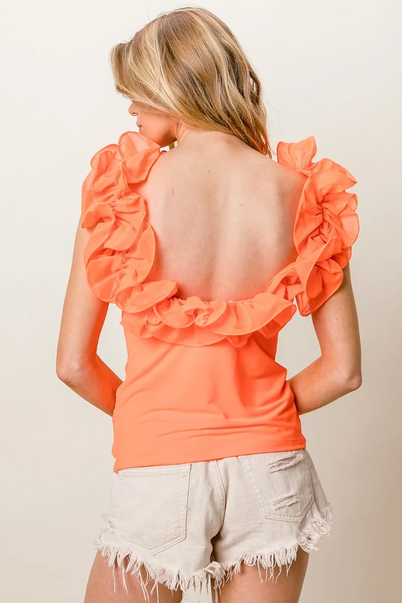 Merrow Frilled Strap With Neckline Tank Top