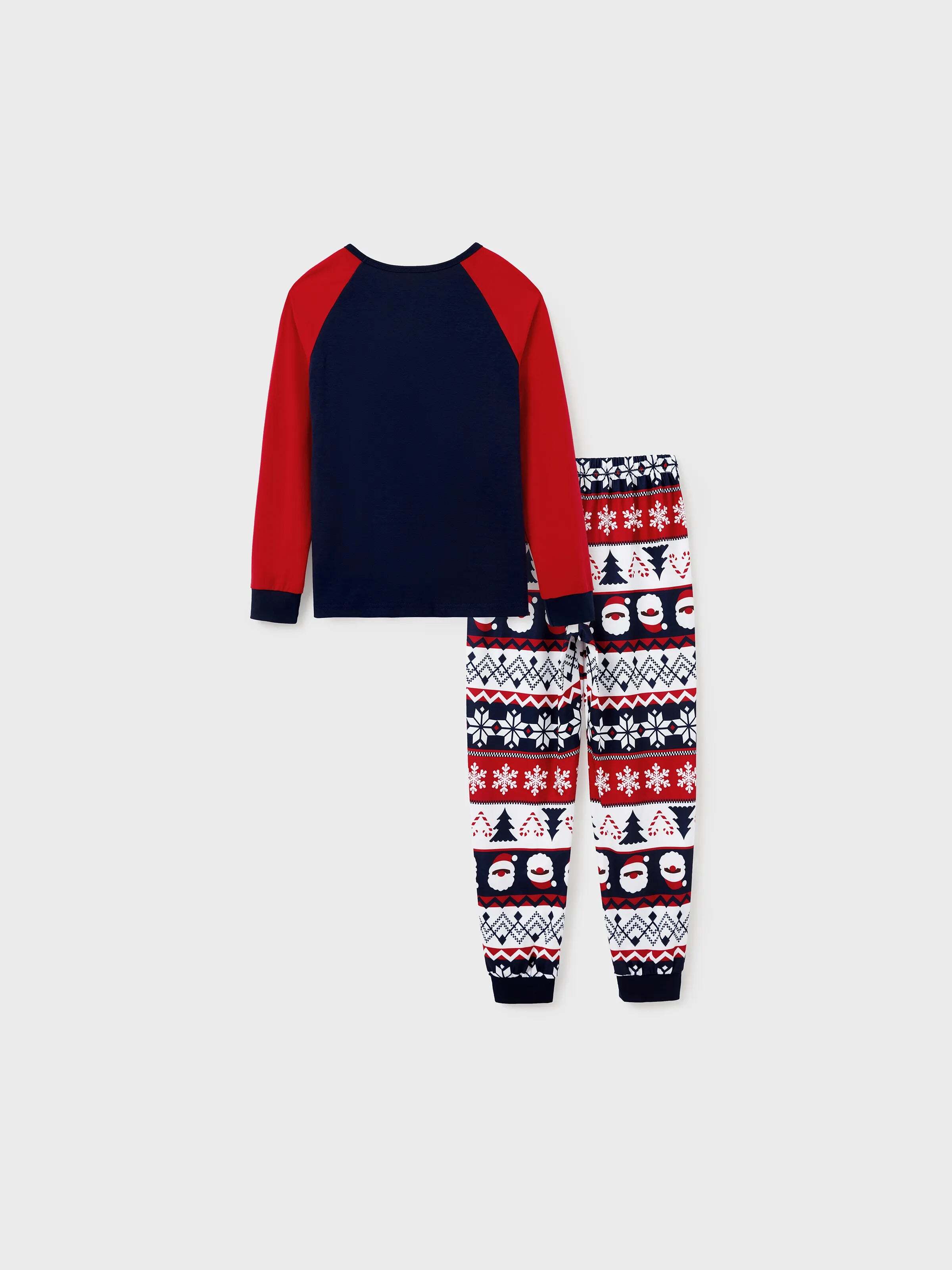 Christmas Matching Family Pajamas Set Glow In The Dark Santa Claus Print PJS with Christmas Socks Deep Blue