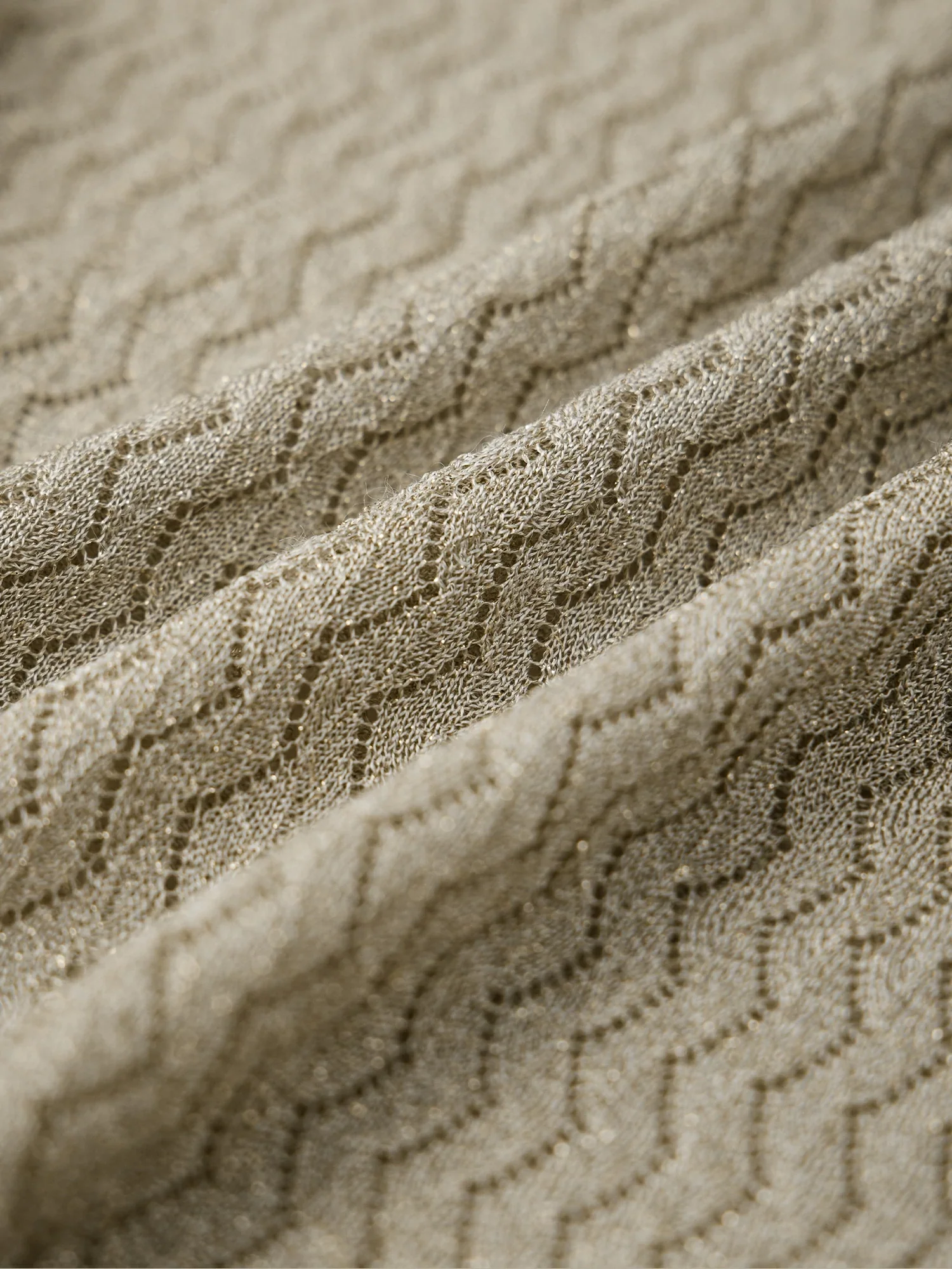 Gold Silver Yarn Mid-Sleeve Simple Cardigan