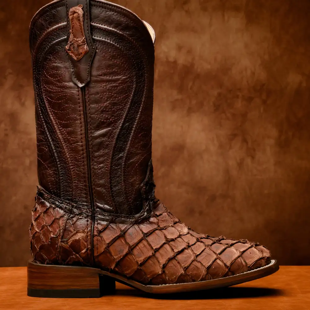 AUTHENTIC Brown Pirarucu Boots - Square Toe