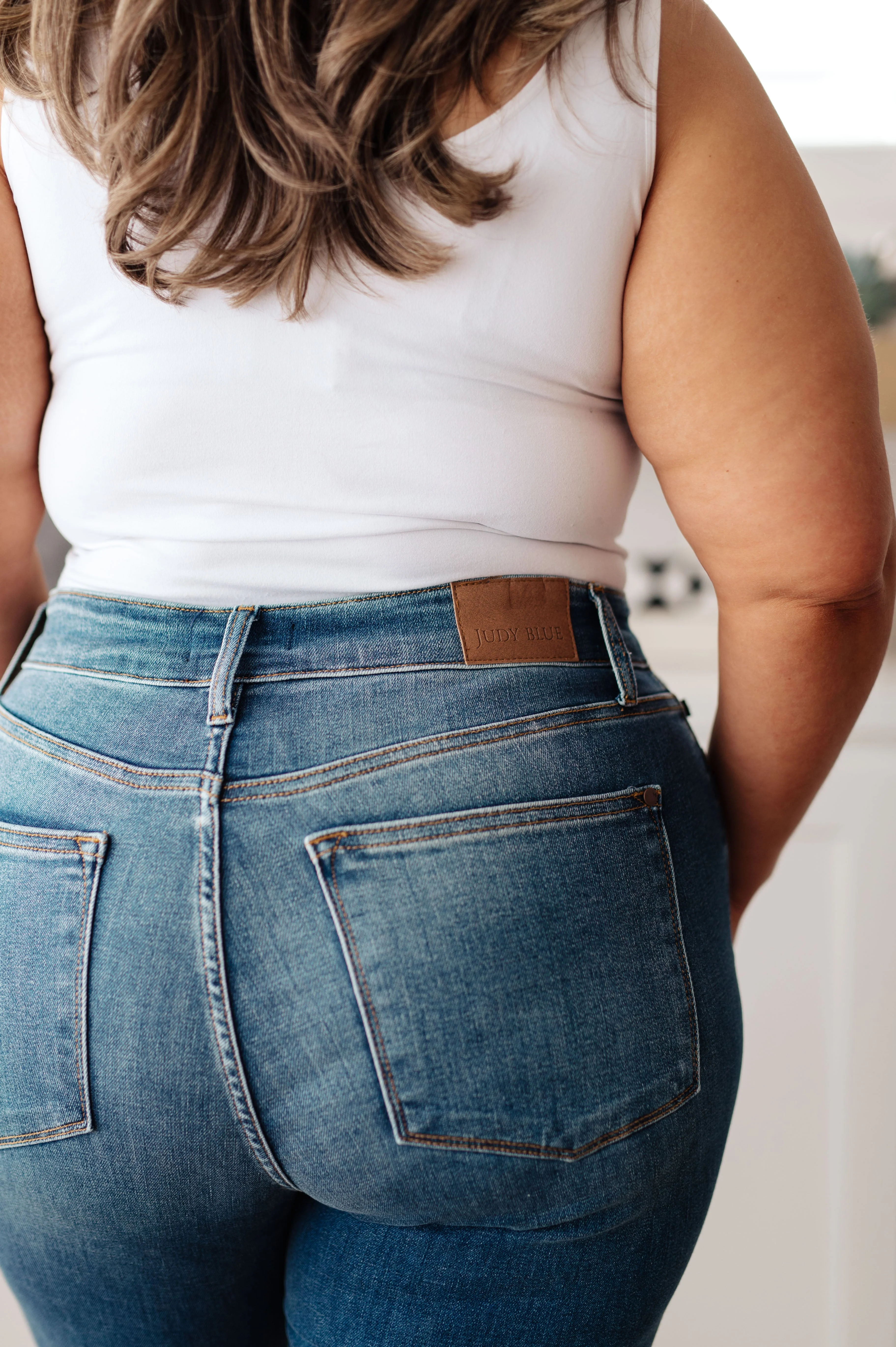 Blue Morgan High Rise Distressed Straight Jeans