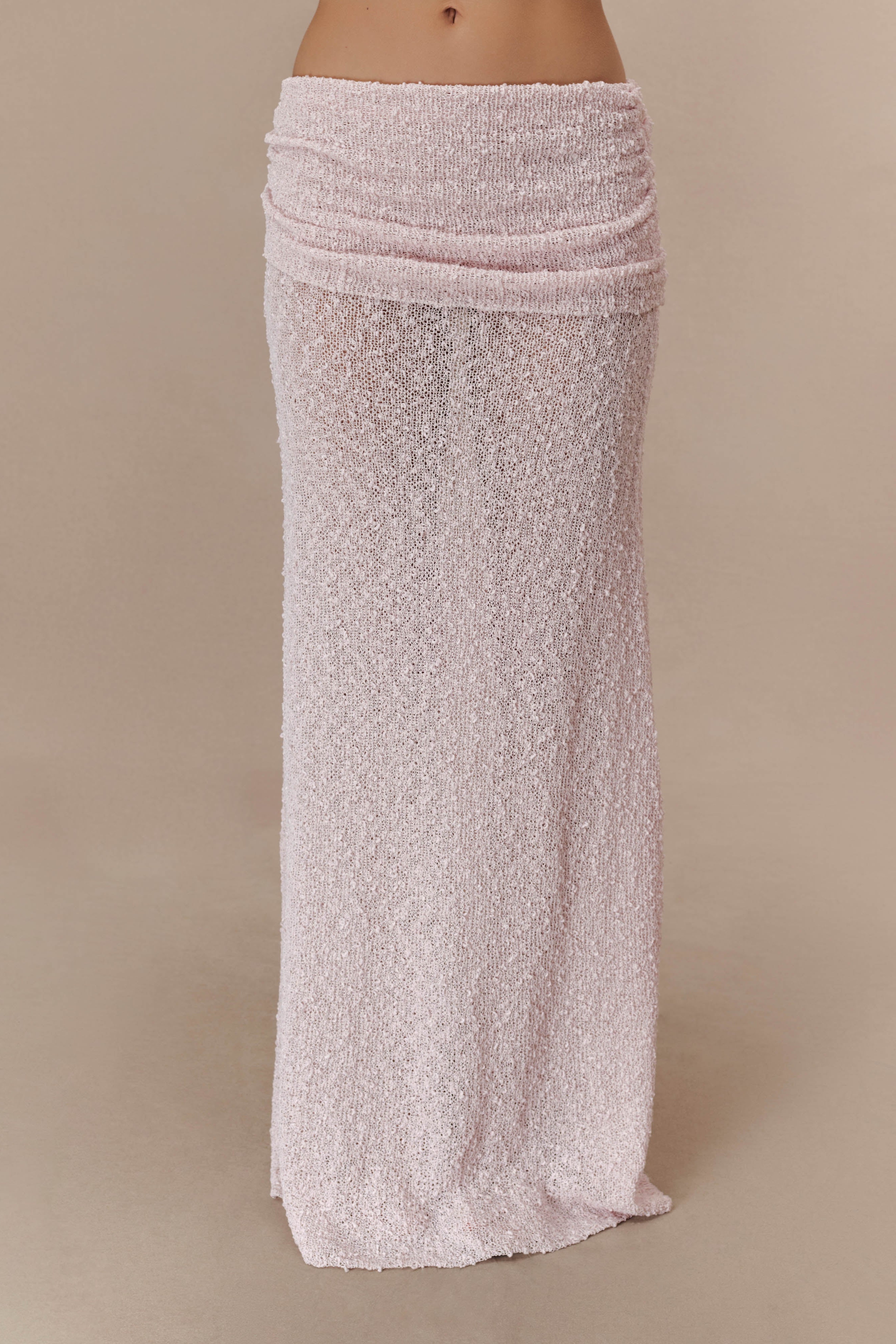 Rose Ruched Knit Maxi Skirt