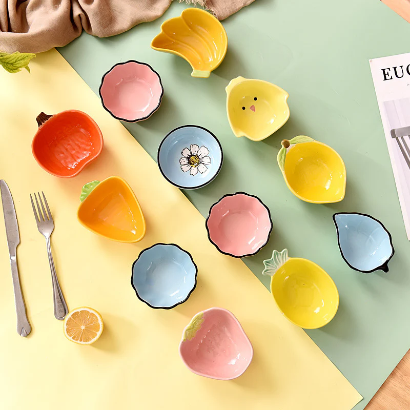 4PC Fruits Flowers Critters Seasoning Dishes