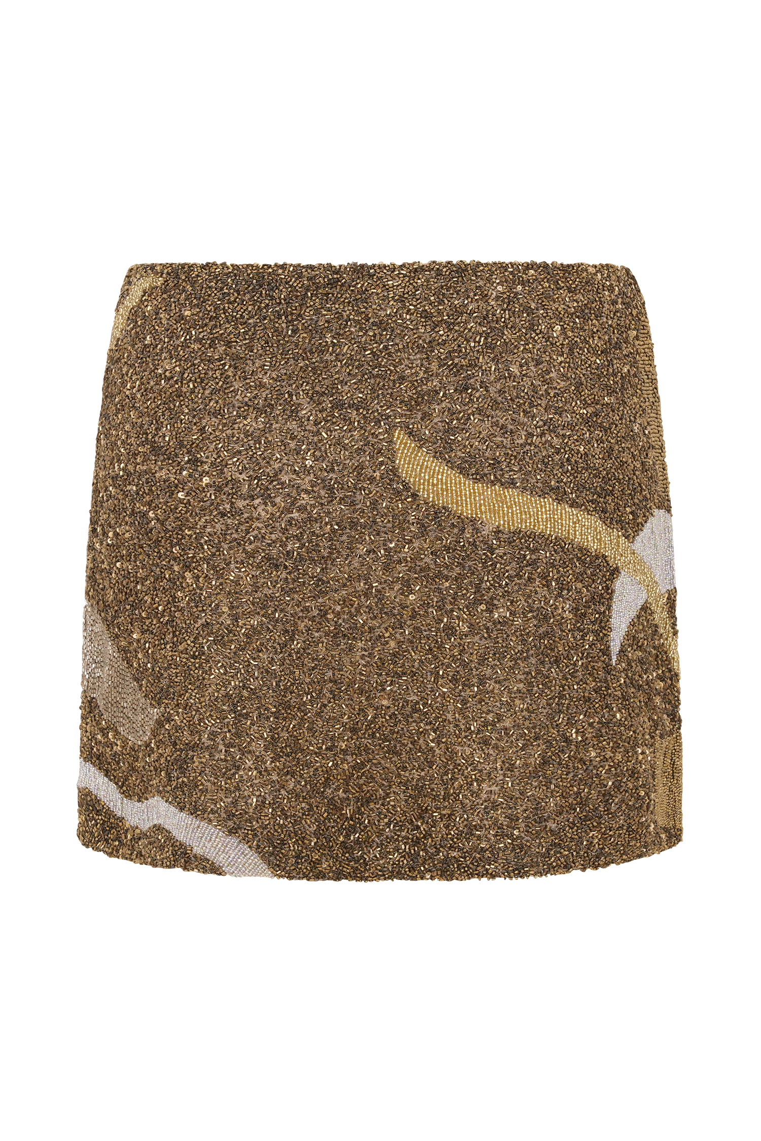 Gold Hand Beaded Abstract Mini Skirt