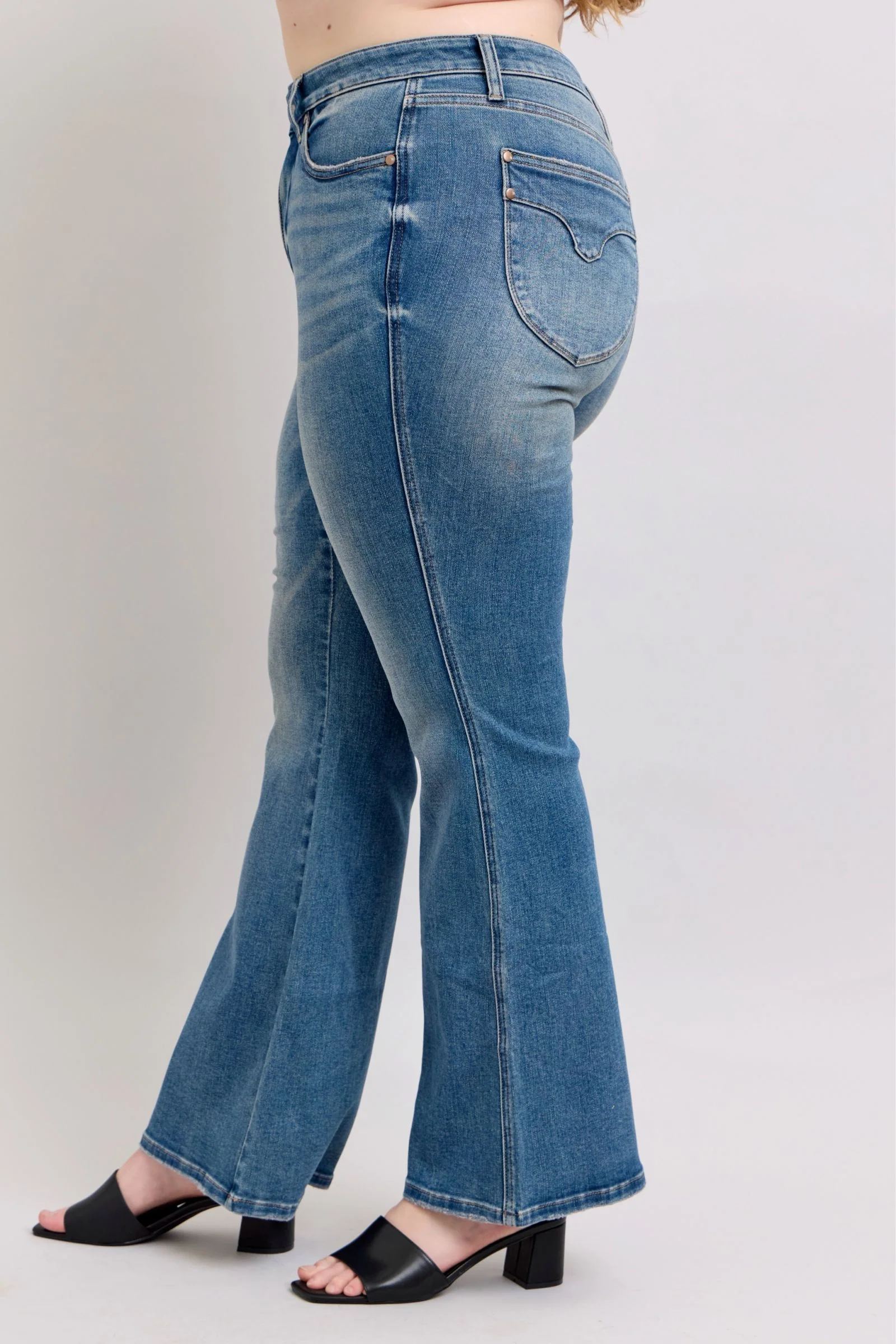 Blue Full Size Tummy Control Vintage Wash Jeans