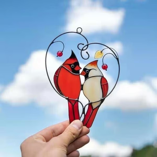 Cardinal Stained Glass Suncatcher