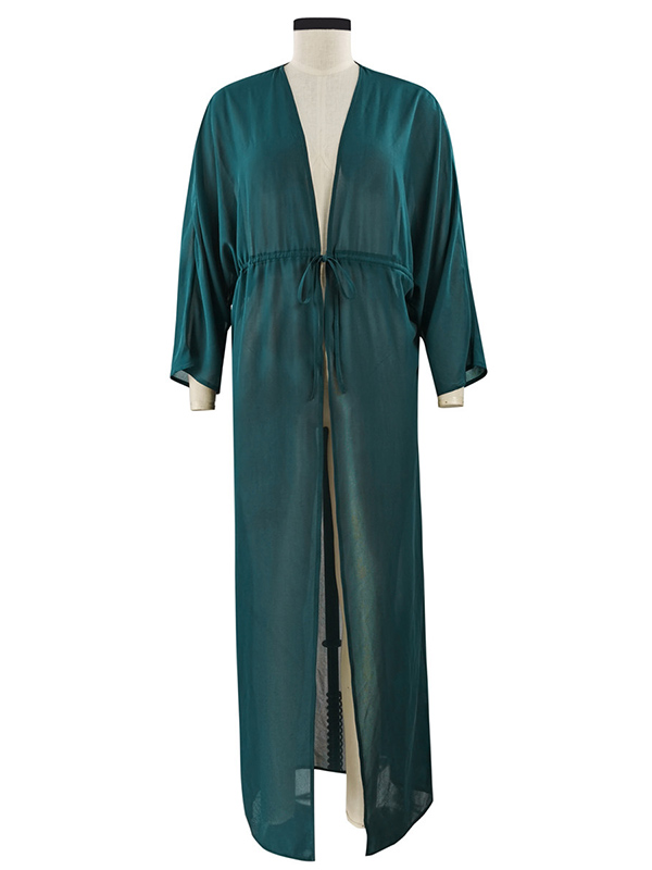 Chiffon Tunicshang Solid Color Long Sleeve Cover-Ups Tops